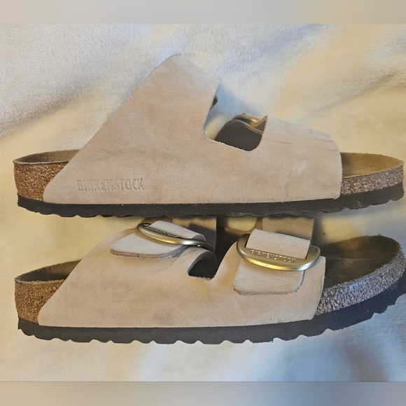 Birkenstock Big Buckle Leather Sandcastle Sand Color Sz 37  Unisex - Picture 4 of 10